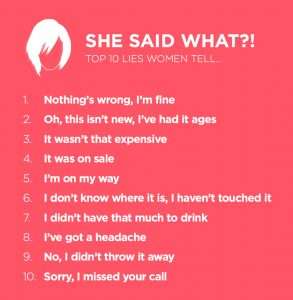 Top10-Women lies women tell