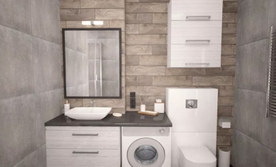 modern bathroom fitted with a washing machine
