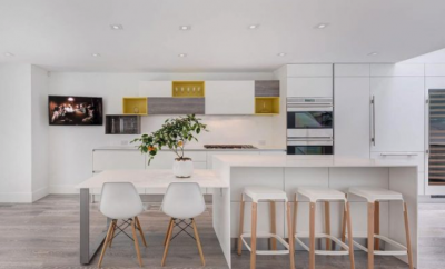 Simple and minimalist white kitchen