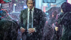 Photo of Keanu Reeves in the rain for John Wick 3