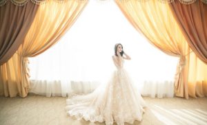 A bride in the middle of a room