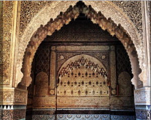 Moroccon tiles on an arched doorway