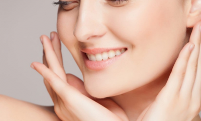 woman smiling with beautiful hands