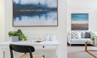 white, modern lounge area