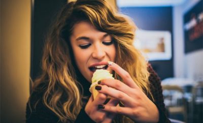 Woman eating an ice-cream
