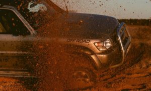 4WD in the red sand. Driving, Cars