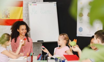 Teacher teaching children