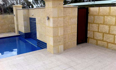 Limestonewall around a pool