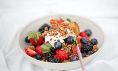 Bowl of cereal with fruit
