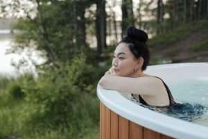 woman in a hot tub