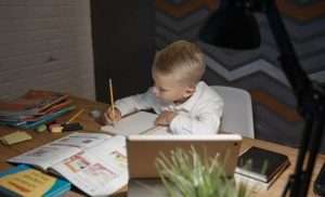 Young child studying