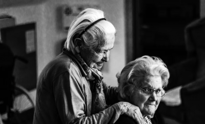 Two old ladies sitting together