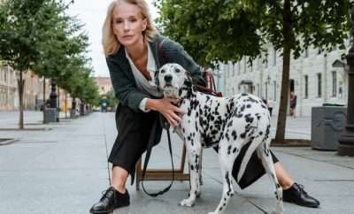 mature lady with her Dalmatian