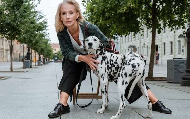 mature lady with her Dalmatian