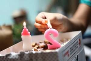 21rst birthday candles in Krispy doughnut box