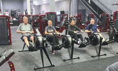 Elderly using gym machines