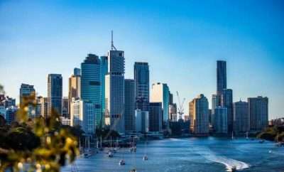 Brisbane skyscrapers and coastal line