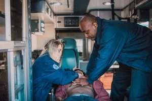 Medics giving CPR