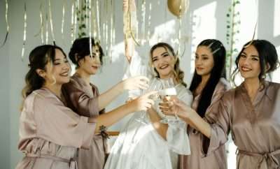 Bachelorette and bridal party celebrating