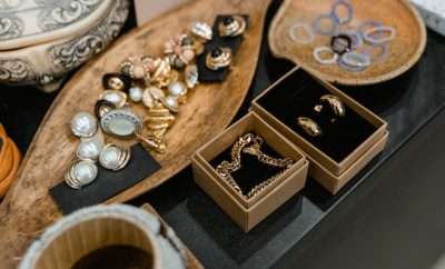 Jewellery displayed on a table