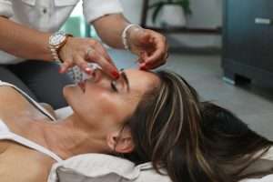 woman having a face skin treatment