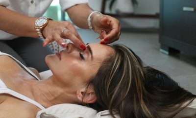 woman having a face skin treatment