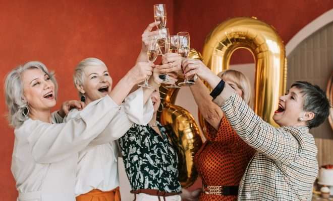 Older women celebrating