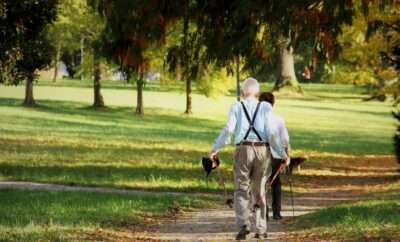 Healthy Aging, Senior couple walking in nature