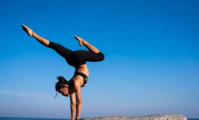 Lady doing yoga in the outdoors