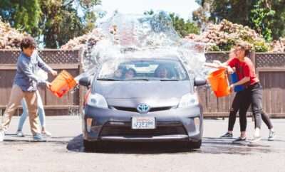 Teenagers car washing