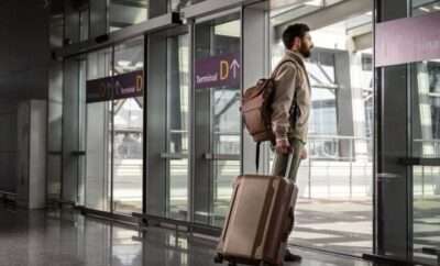 Man with luggage at the airport