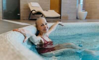 Senior lady in a sauna pool